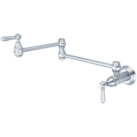 PIONEER FAUCETS Wall Mount Pot Filler, NPT, Potfiller, Stainless Steel, Number of Holes: 1 Hole 2AM600-SS